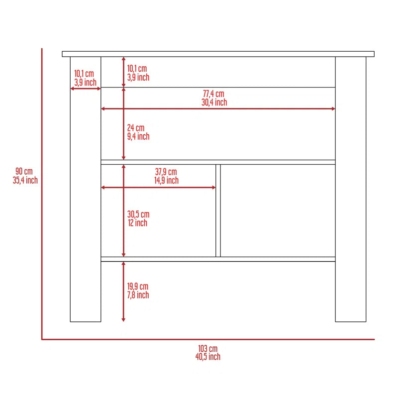 Cala 3-Shelf Wooden Kitchen Island
