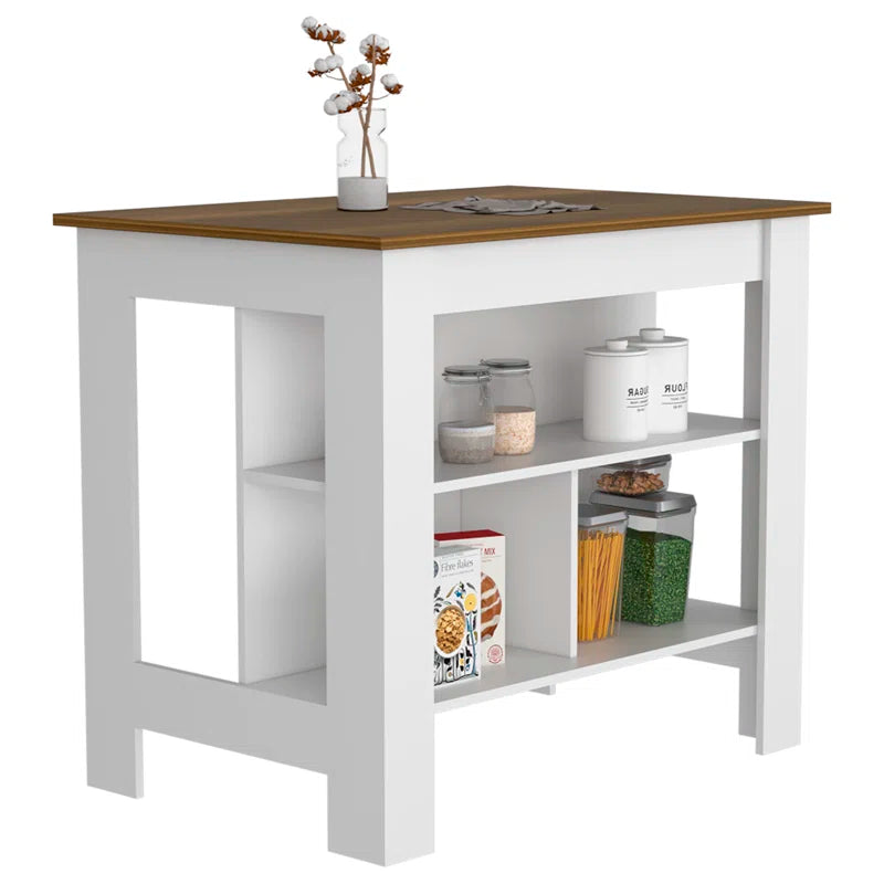 Cala 3-Shelf Wooden Kitchen Island