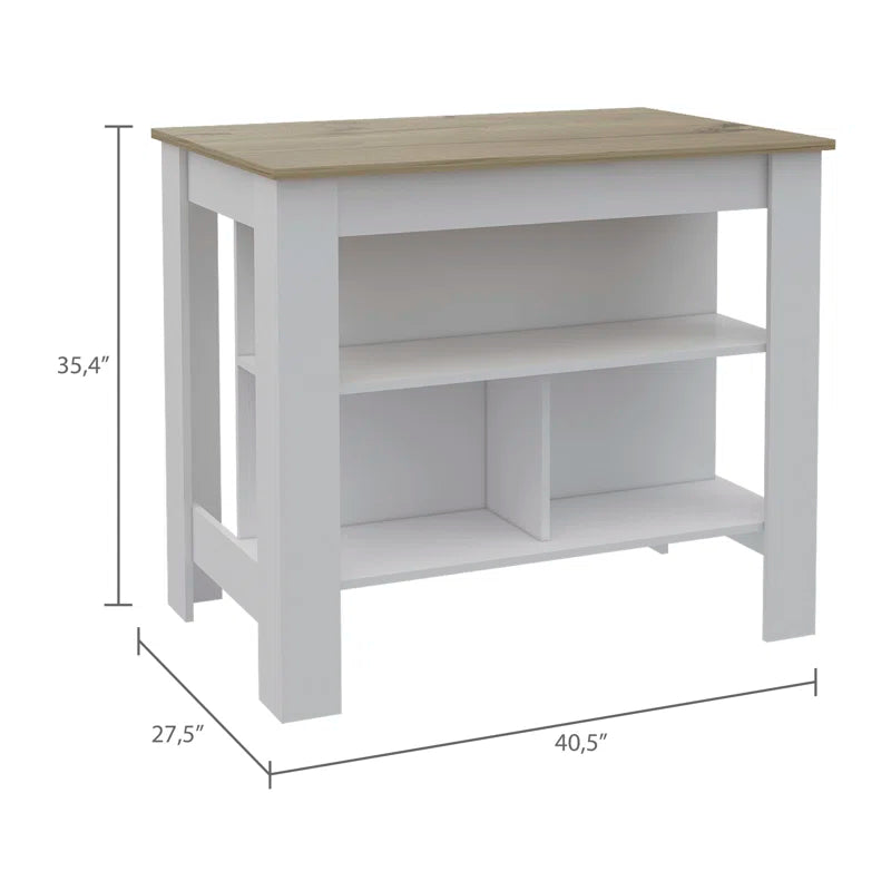 Cala 3-Shelf Wooden Kitchen Island