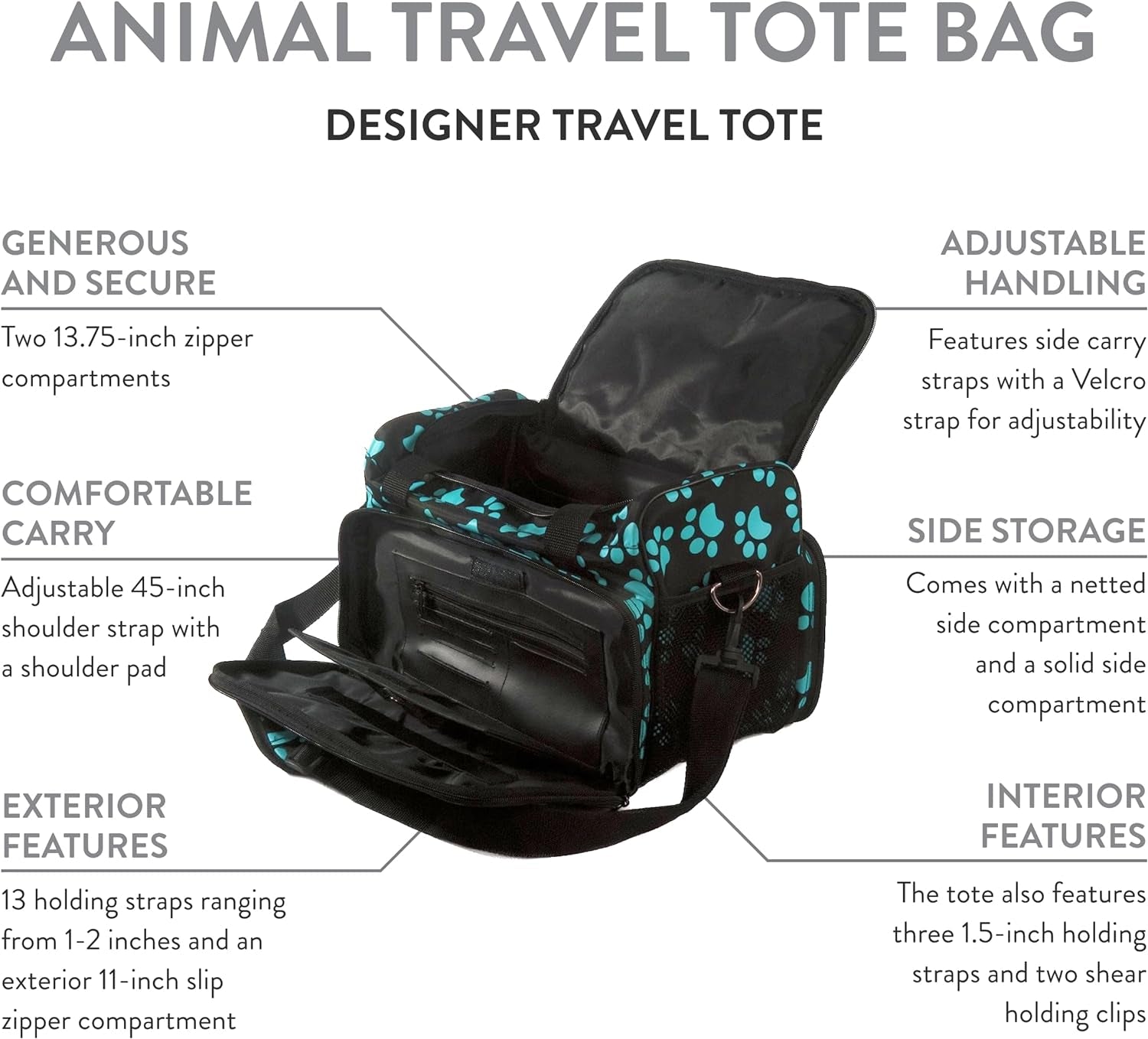 Professional Animal Pet Travel Bag, Turquoise #97764-300