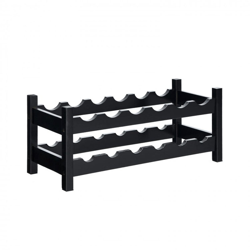 12 Bottles 2-Tier Bamboo Storage Shelf Wine Rack