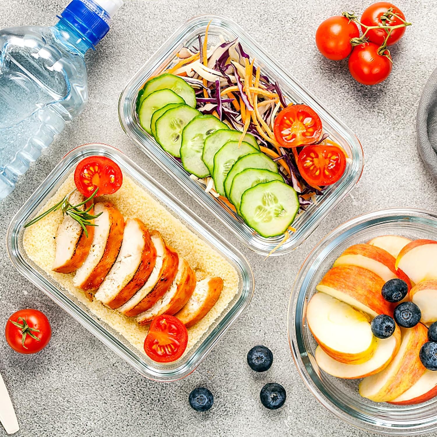 10 Pack Glass Meal Prep Containers, Airtight Glass Lunch Containers, Stackable Glass Food Storage Containers Set with Lids,Exclusive of Bpa,For Microwave, Oven, Freezer & Dishwasher,Grey