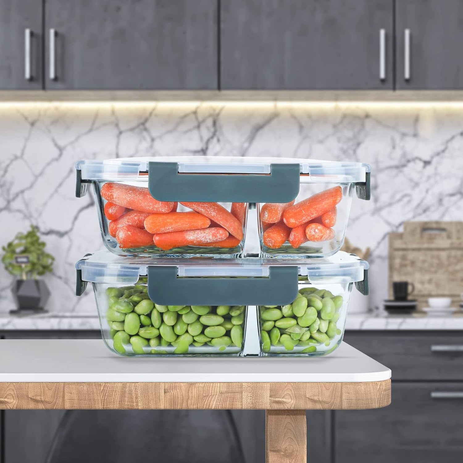 10 Packs Glass Meal Prep Containers 2 Compartments,Glass Food Storage Containers with Lids,Airtight Glass Lunch Bento Boxes,Bpa Free,Oven,Freezer and Dishwasher Safe…