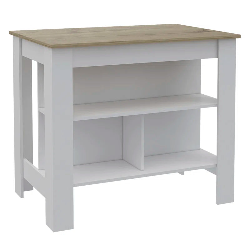 Cala 3-Shelf Wooden Kitchen Island