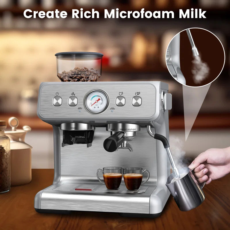 Elite Espresso Machines with Milk Frother Steam Wand, Coffee Grinder & Self-Cleaning