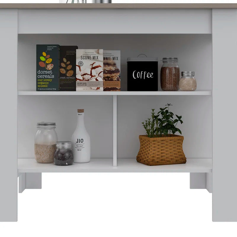 Cala 3-Shelf Wooden Kitchen Island