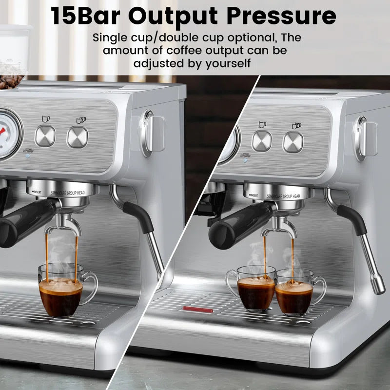 Elite Espresso Machines with Milk Frother Steam Wand, Coffee Grinder & Self-Cleaning