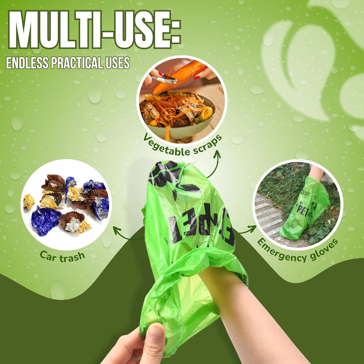 Dog Poop Bags, 41% Plant-Based, USDA Certified, Leak-Proof Dog Bags Refill Rolls for Small & Large Doggy, Cat Litter Waste & Doggie Poo (1080 Count, Unscented, Green)