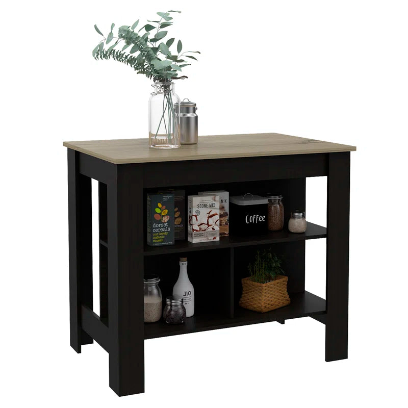 Cala 3-Shelf Wooden Kitchen Island