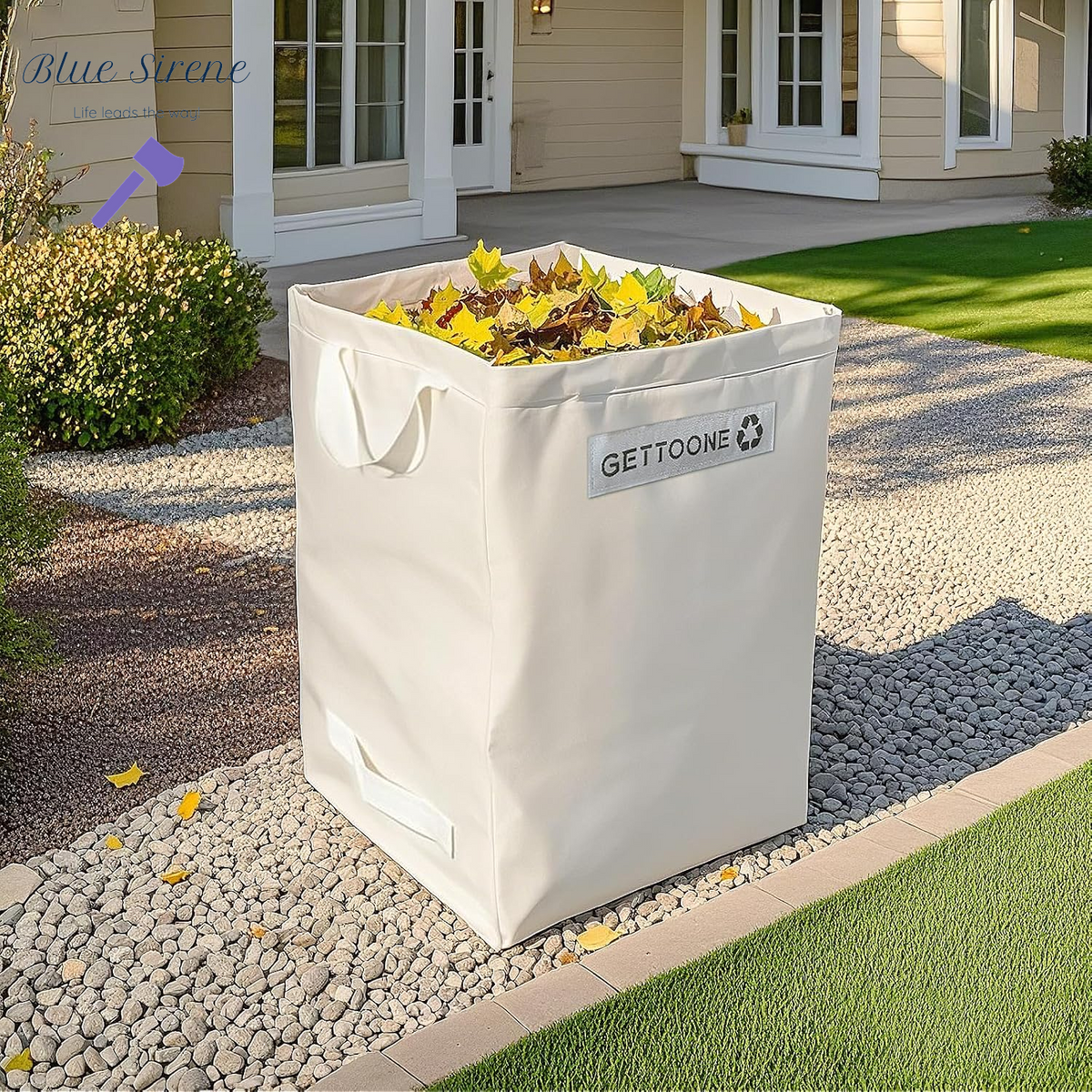 Heavy Duty Lawn and Leaf Bag 92L, Reusable Square Outdoor Yard Waste Bag with 4 Handles, Tear-Resistant for Lawn Clippings, Storage, Moving