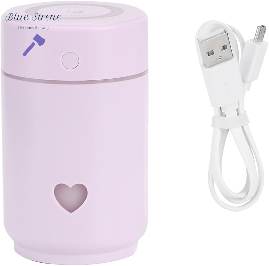 Humidifier, Air Humidifier Large Water Tank Energy Saving Two Spray Mode, Mini Lightweight Portable Cool Mist Humidifiers for Bedroom Dorm Rooms Living Rooms Office Daily Use 220Ml (Purple)