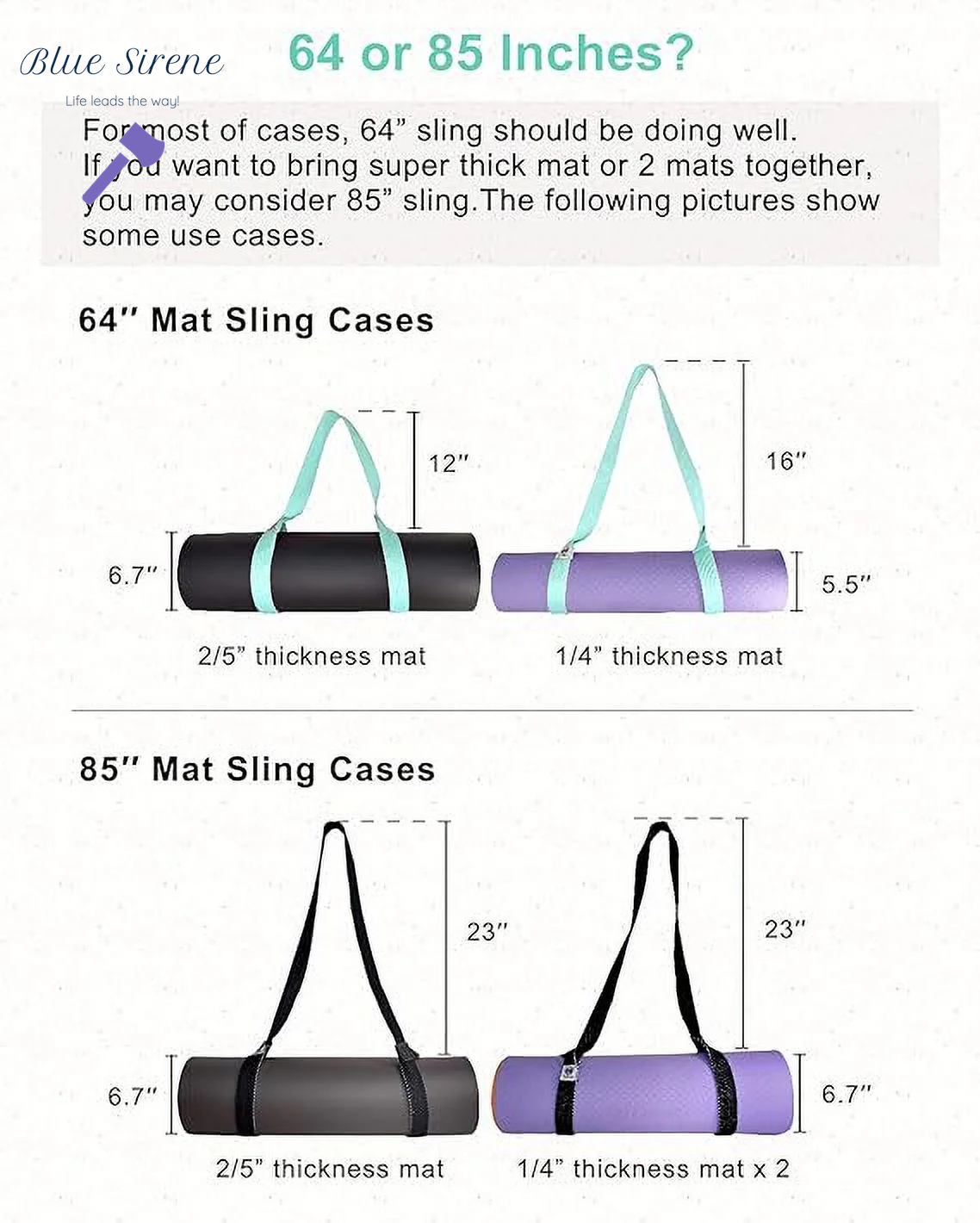 Tumaz Yoga Mat Holder (Mat Not Incl.), Adjustable Yoga Mat Carrier, Turquoise