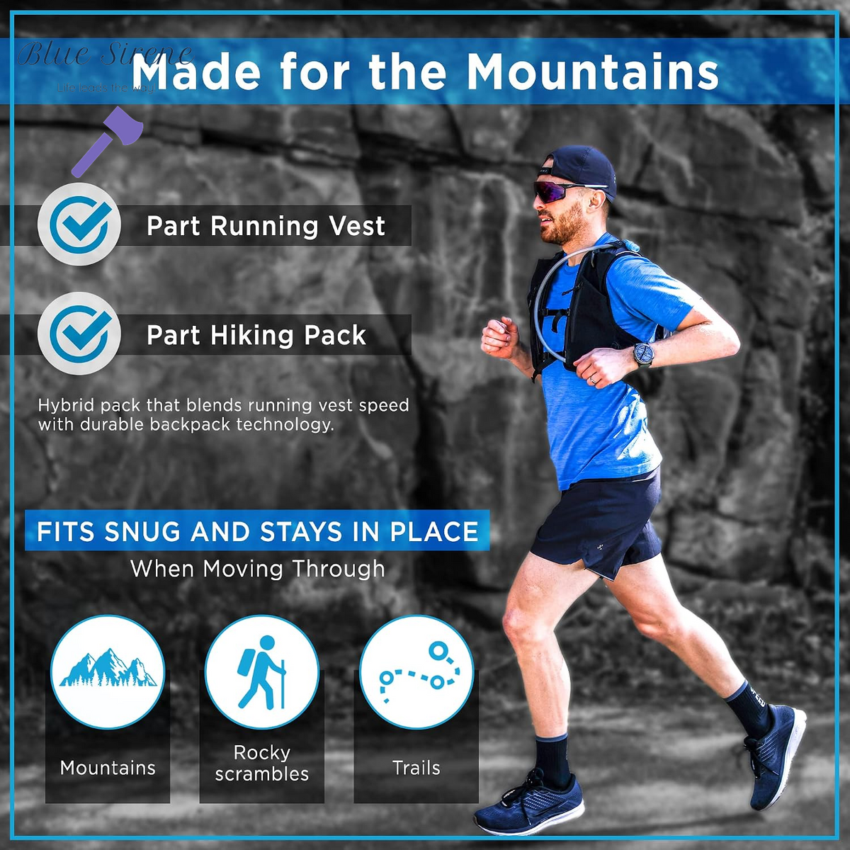 Drankful Adventure Pack | Part Running Vest, Part Hiking Backpack | Hybrid Hydration Pack for Mountain and Trail Running, Biking, Hiking | Ultra-Versatile Hydropack Running Backpack | Bladder Included