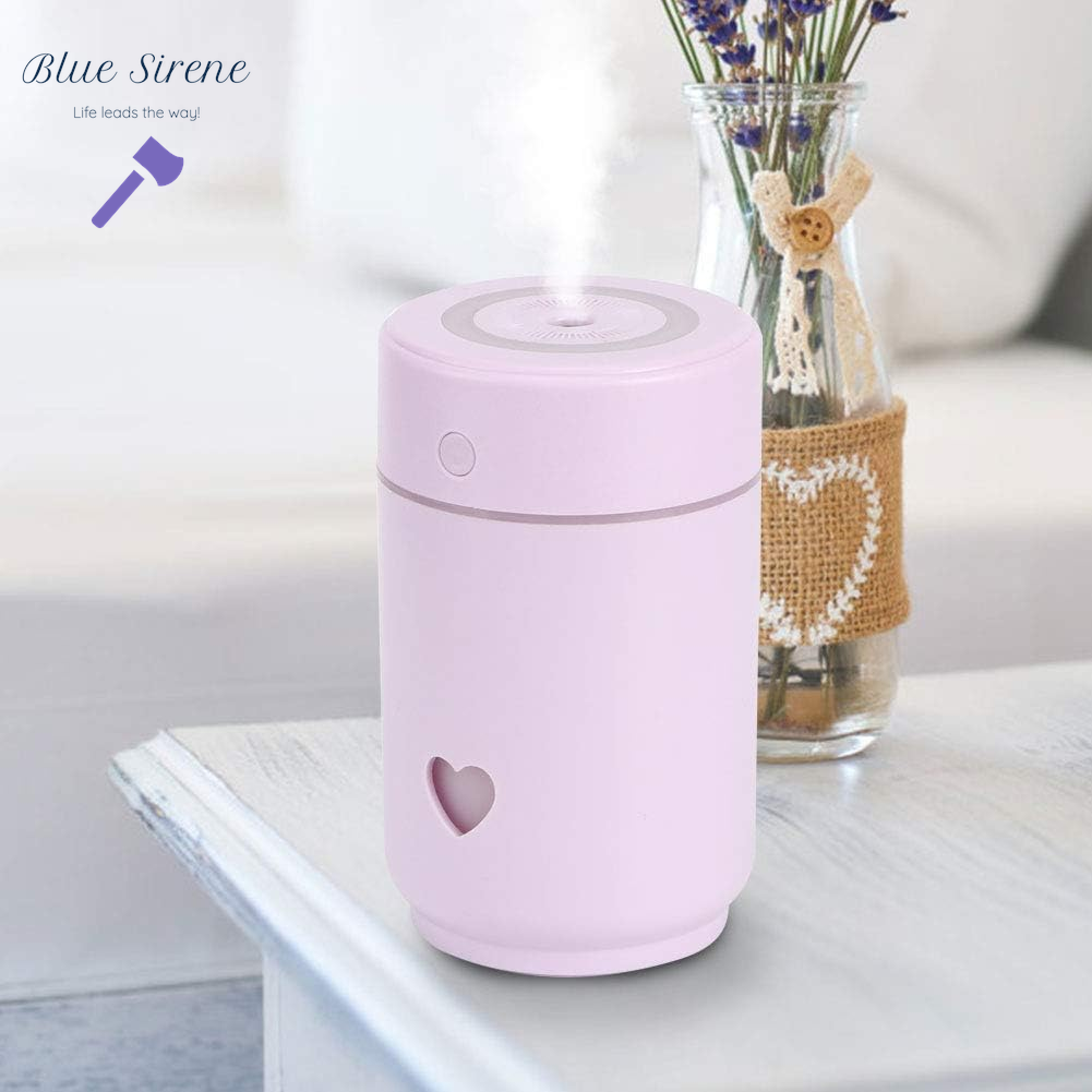 Humidifier, Air Humidifier Large Water Tank Energy Saving Two Spray Mode, Mini Lightweight Portable Cool Mist Humidifiers for Bedroom Dorm Rooms Living Rooms Office Daily Use 220Ml (Purple)