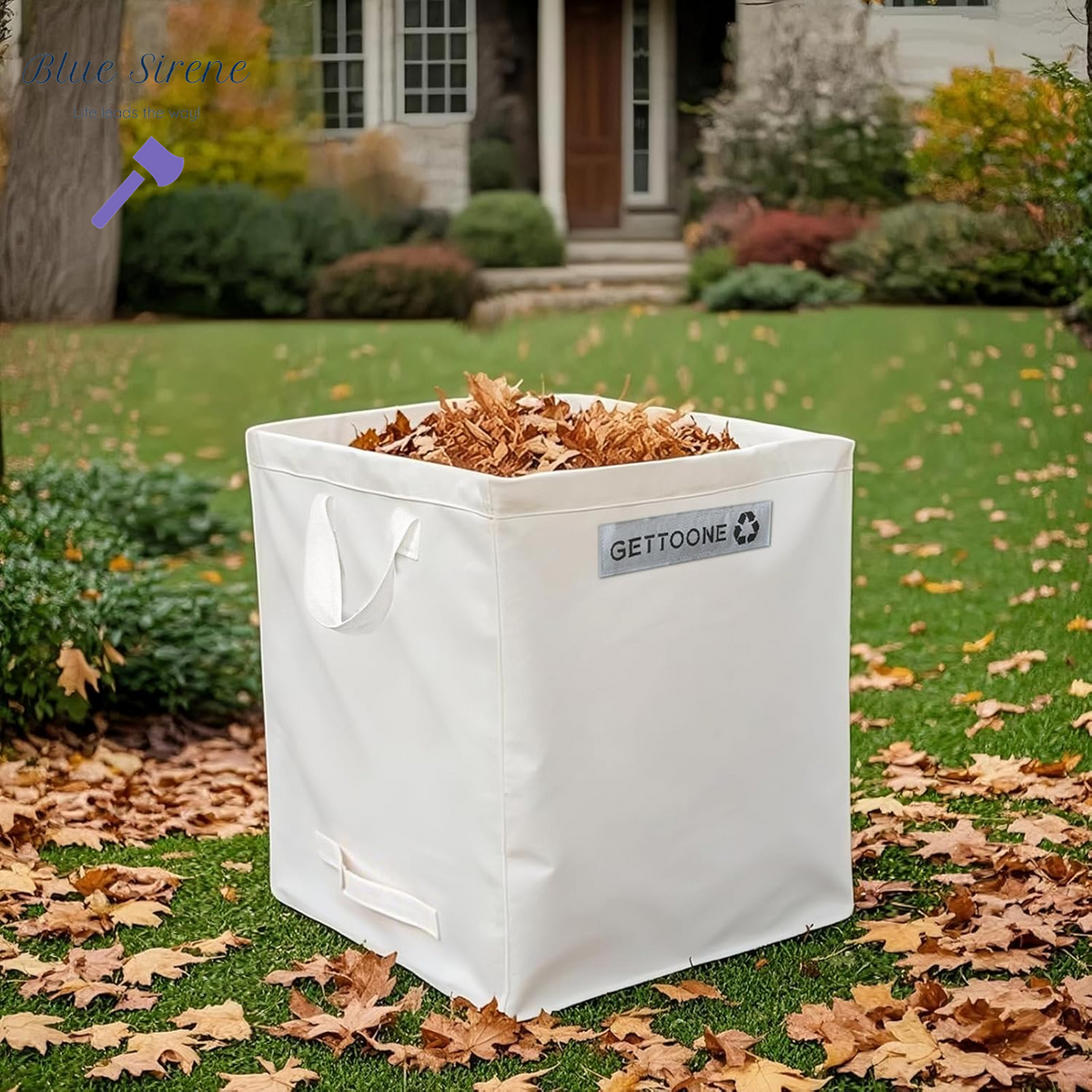 Heavy Duty Lawn and Leaf Bag 92L, Reusable Square Outdoor Yard Waste Bag with 4 Handles, Tear-Resistant for Lawn Clippings, Storage, Moving