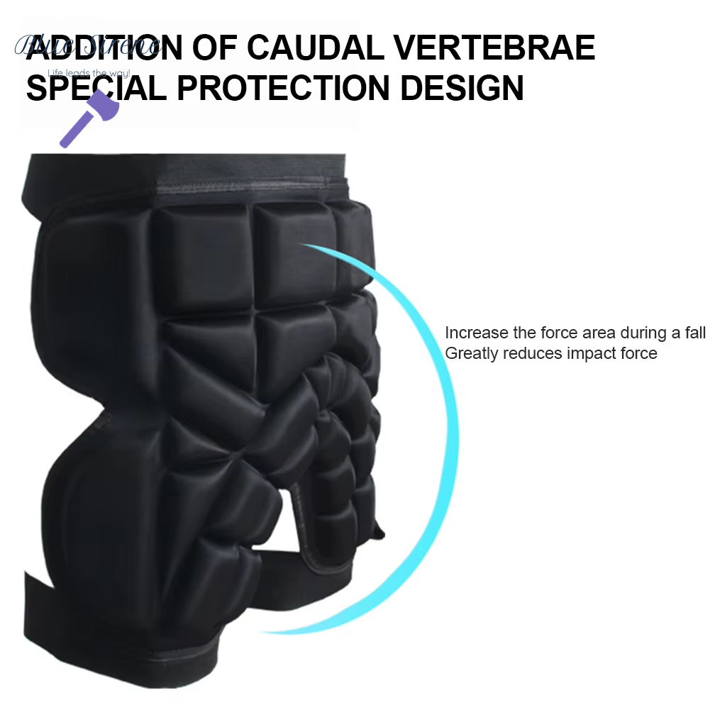 Unisex Hip Padded Shorts EVA Protective Guard Pad Anti-Fall Thickened Hip Protector Adjustable for Adults Kids Skate Ski
