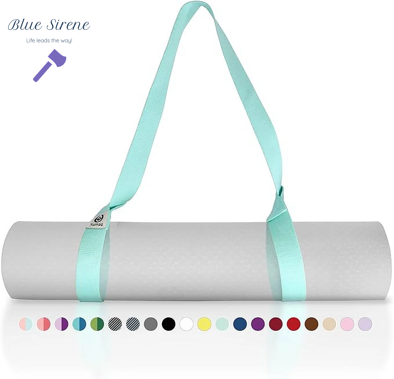 Tumaz Yoga Mat Holder (Mat Not Incl.), Adjustable Yoga Mat Carrier, Turquoise