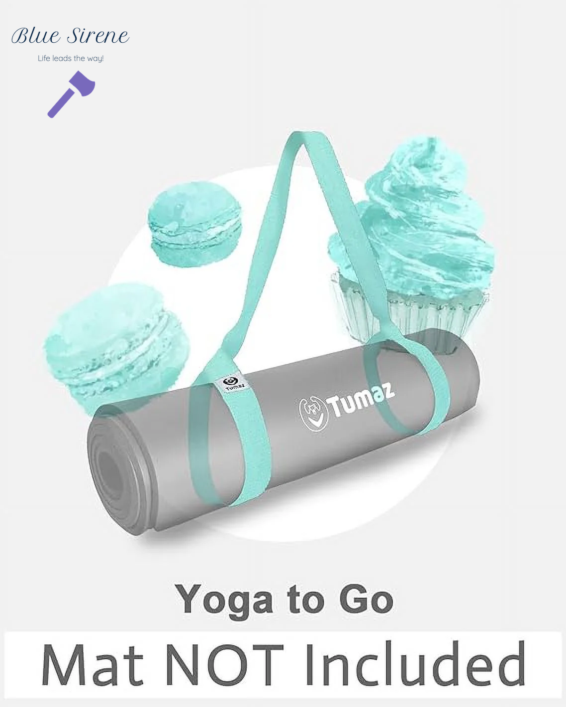 Tumaz Yoga Mat Holder (Mat Not Incl.), Adjustable Yoga Mat Carrier, Turquoise