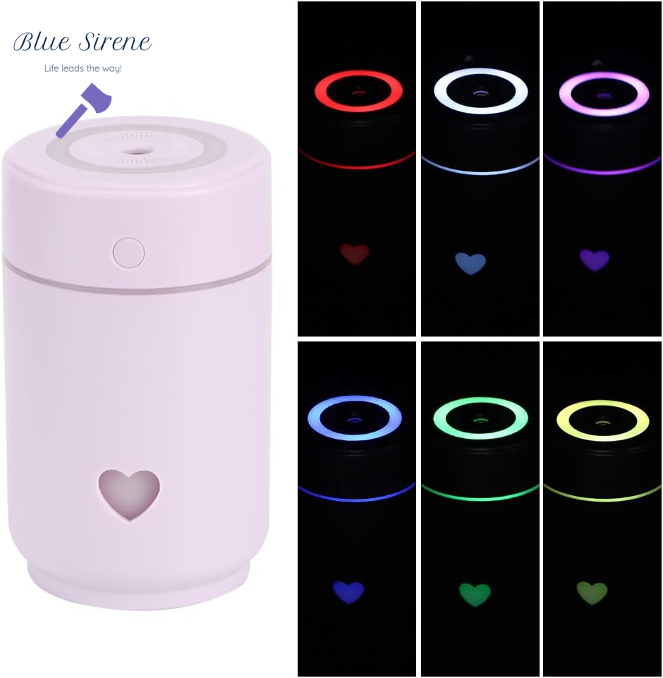 Humidifier, Air Humidifier Large Water Tank Energy Saving Two Spray Mode, Mini Lightweight Portable Cool Mist Humidifiers for Bedroom Dorm Rooms Living Rooms Office Daily Use 220Ml (Purple)