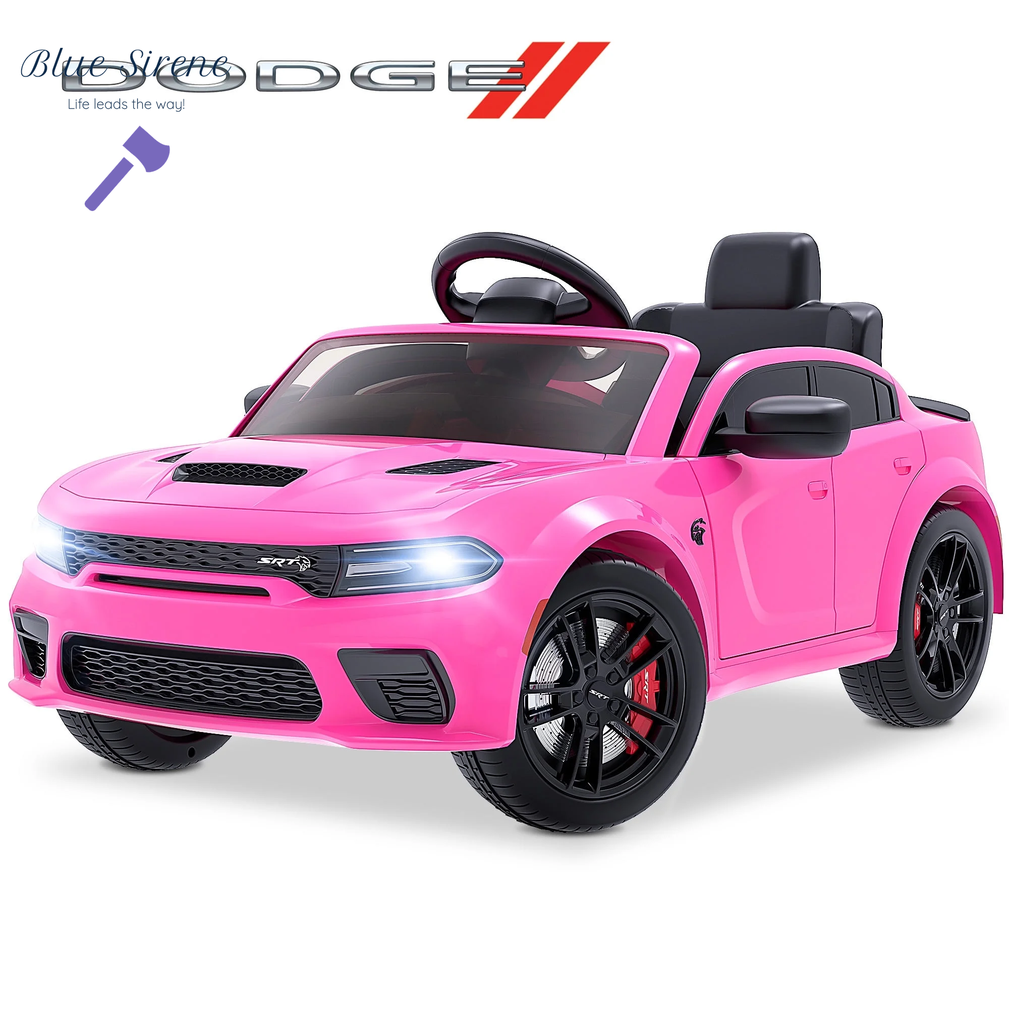 Dodge Electric Ride on Cars for Kids, 12V Licensed Dodge Charger Srt Hellcat Powered Ride on Toys with Parent Remote Control, Electric Car for Boys 3-5 W/Music Player/Led Lights/Safety Belt, Black